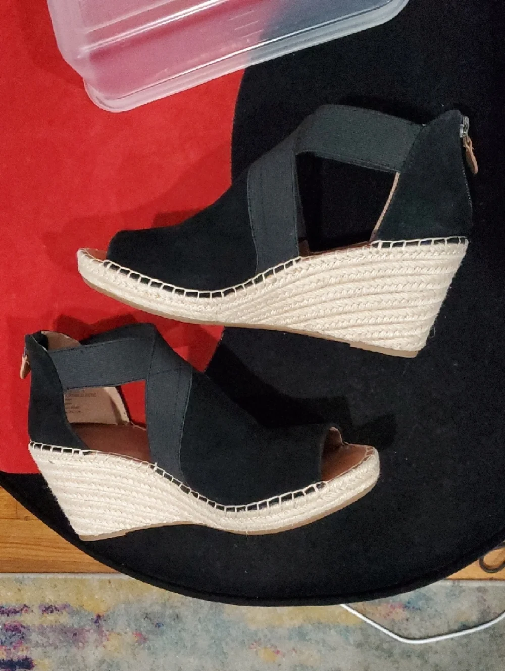 Gentle Souls Colleen Cross Elastic Suede Wedge Espadrille Sandals